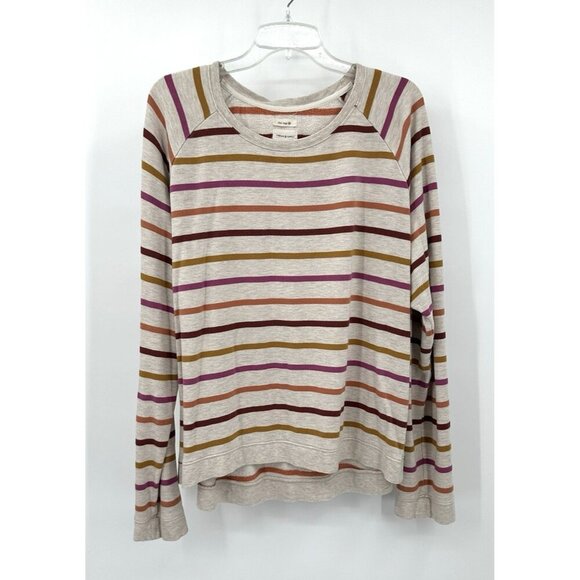THREAD & SUPPLY sweatshirt that cozy life striped cotton knit casual plus 2X - Picture 1 of 6